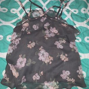 Hollister Flowery Blouse Tank Top Size Medium